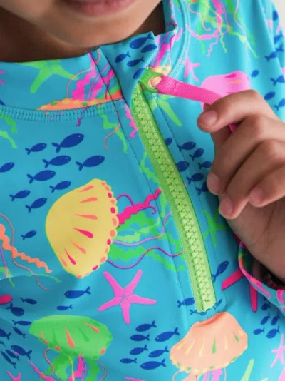Rufflebutts Upf50 Long Sleeve Zipper Rash Guard 2-piece In Multi