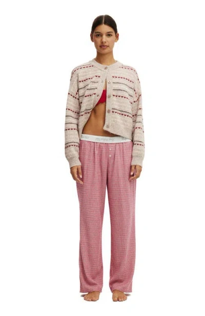 Cotton On Body Flannel Wide Leg Pant In Pink