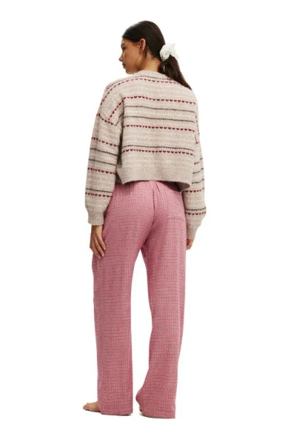 Cotton On Body Flannel Wide Leg Pant In Pink