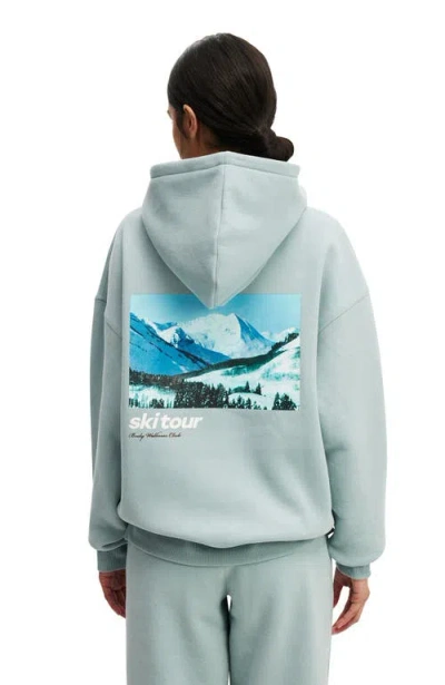 Cotton On Body Active Plush Premium Graphic Hoodie In Blue