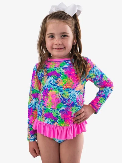 Rufflebutts Baby Girls Upf50+ Long Sleeve Rash Guard Bikini In Multi