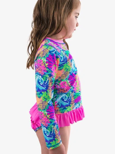 Rufflebutts Baby Girls Upf50+ Long Sleeve Rash Guard Bikini In Multi