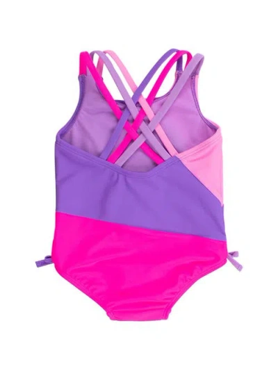 Rufflebutts Upf50+ Sun Protected Color Block Cross-back One Piece Swimsuit In Animal Print