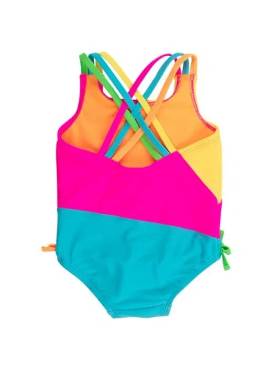 Rufflebutts Upf50+ Sun Protected Color Block Cross-back One Piece Swimsuit In Animal Print