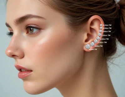 Bliss Diamond Certified 2ct Tw Diamond Studs Screw Back 14k Gold Lab Grown In Silver