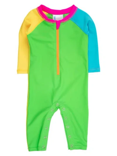 Ruggedbutts Upf50+ Sun Protected Full Length Long Sleeve Rash Guard One Piece Swimsuit In Animal Print