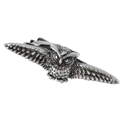 Trafalgar Majestic Owl Antique Silver Tie Bar In Silver
