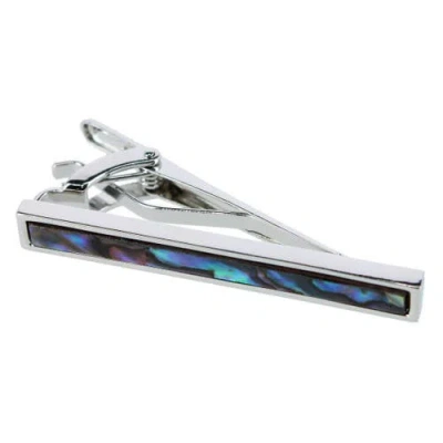 Trafalgar Mother Of Pearl Stately Silver Tie Bar In Silver