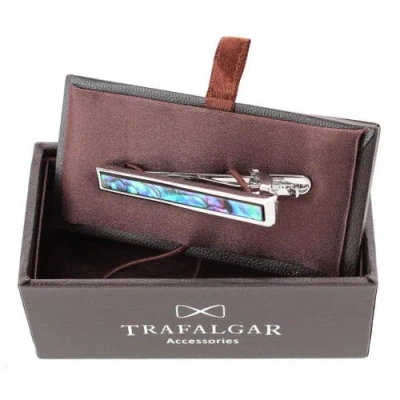 Trafalgar Mother Of Pearl Stately Silver Tie Bar In Silver