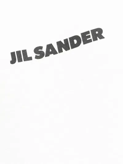 Jil Sander Men White Crewneck T-shirt With Logo Lettering On The Front In Cotton Man