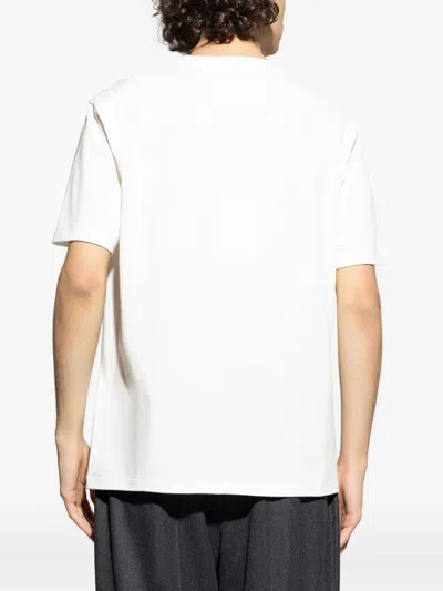 Jil Sander Men White Crewneck T-shirt With Logo Lettering On The Front In Cotton Man