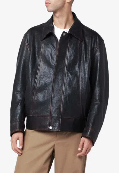 Golden Goose Db Vintage Leather Jacket In Black