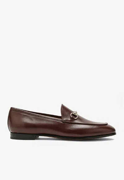 Gucci Jordaan Horsebit Leather Loafers In Brown