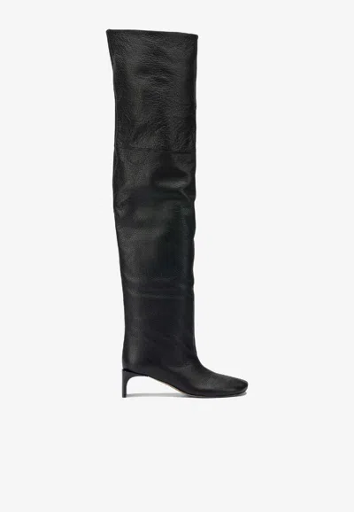 Sportmax Aggravi 45 Over-the-knee Leather Boots In Black