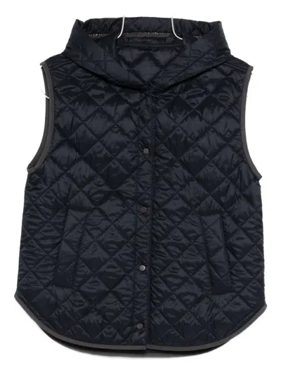 Brunello Cucinelli Hooded Nylon Down Gilet Front Pockets In Multi