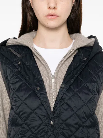 Brunello Cucinelli Hooded Nylon Down Gilet Front Pockets In Multi