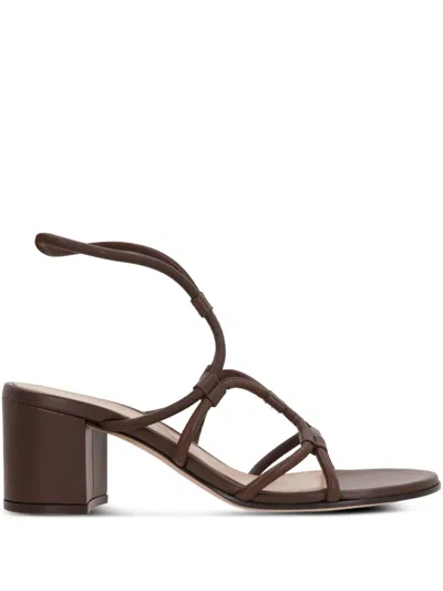 Gianvito Rossi Leather Heel Sandals In Brown