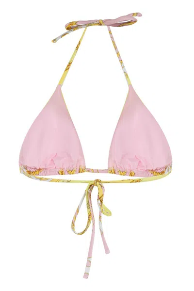 Versace Barocco Triangle Bikini Top Adjustable Straps In Multi