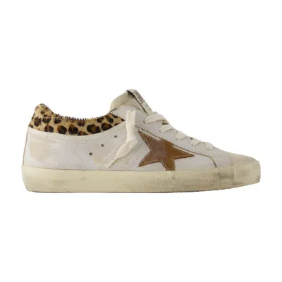 Golden Goose Super Star Calf Hair And Suede-trimmed Distressed Leather Sneakers In Multi