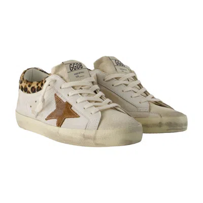 Golden Goose Super Star Calf Hair And Suede-trimmed Distressed Leather Sneakers In Multi