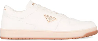 Prada Ivory Nappa Leather Downtown Sneakers In Multi