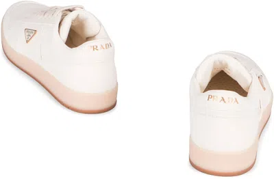 Prada Ivory Nappa Leather Downtown Sneakers In Multi