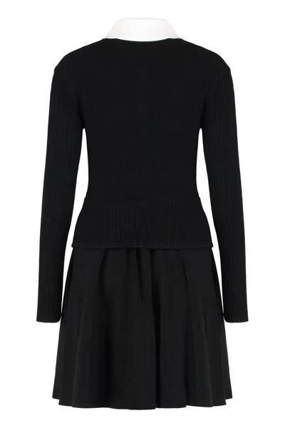 Self-portrait Womens Self Portrait Tailored Long-sleeves Knitted Mini Dress In Black