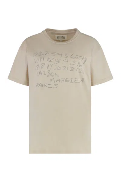 Maison Margiela Cotton Number T-shirt In Brown