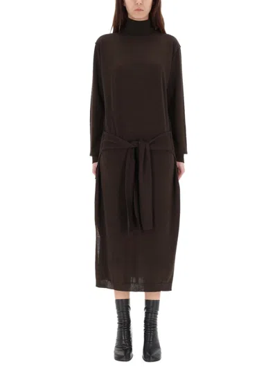 Lemaire Trompe Loeil Dress In Brown