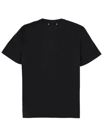 Golden Goose T-shirt With Flag Print In Black