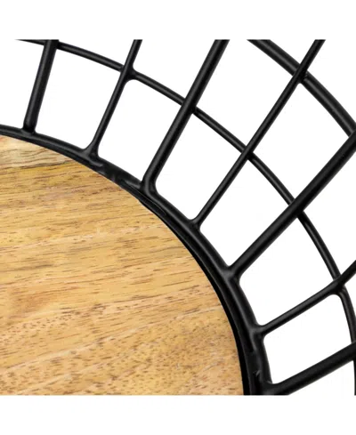 Spectrum Madison Fruit Bowl Wire Basket With Wood Base In Black