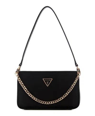 Guess Gemma Top Zipper Shoulder Bag In Black