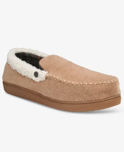 Weatherproof Men's Venetian Contrast-stitch Moccasin Slippers In Brown