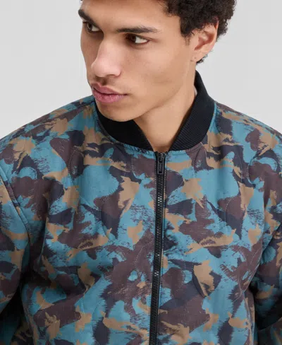 Sun + Stone Men's Printed Quilted Bomber Jacket, Macy's Exclusive In Multi