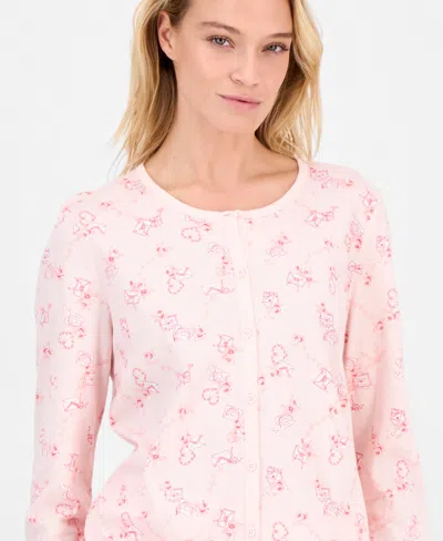 Charter Club Women's Cotton Printed Button-front Pajama Set, Exclusively At Macy's In Pink