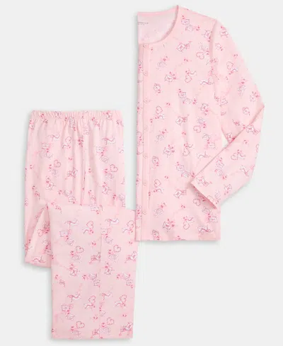Charter Club Women's Cotton Printed Button-front Pajama Set, Exclusively At Macy's In Pink