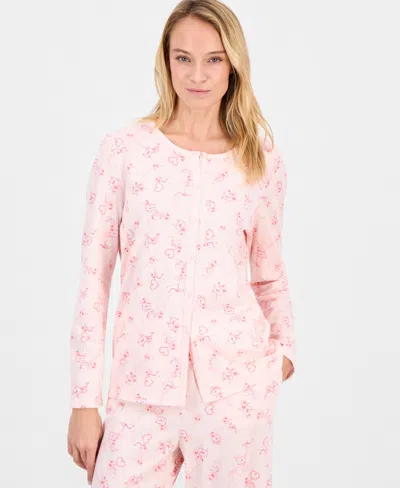 Charter Club Women's Cotton Printed Button-front Pajama Set, Exclusively At Macy's In Pink