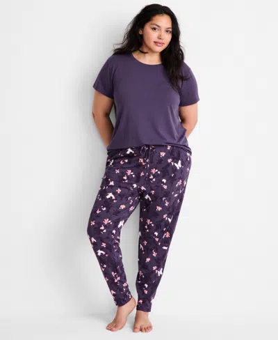 State Of Day Women's Textured Joggers, Macy's Exclusive In Purple