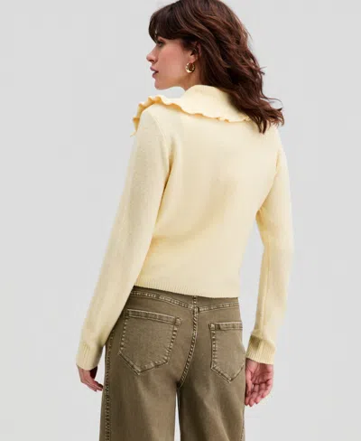 And Now This Petite Ruffle Collar Button Cardigan, Macy's Exclusive In Brown