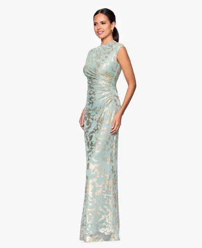 Betsy & Adam Women's Mock Neck Gown Dress In Green