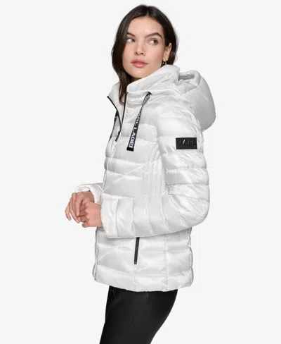 Karl Lagerfeld Women's Drawstring Puffer Coat In White