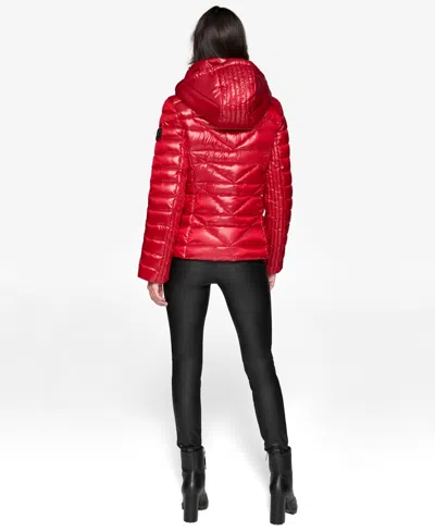 Karl Lagerfeld Women's Drawstring Puffer Coat In Red
