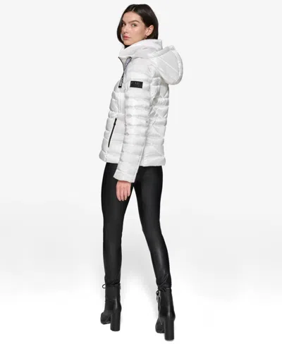 Karl Lagerfeld Women's Drawstring Puffer Coat In White