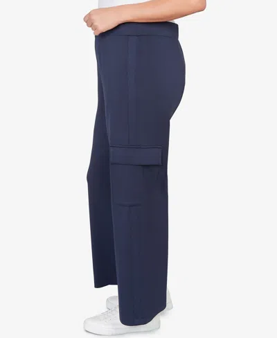 Ruby Rd. Plus Size Luxe Knit Cargo Ankle Pants In Blue