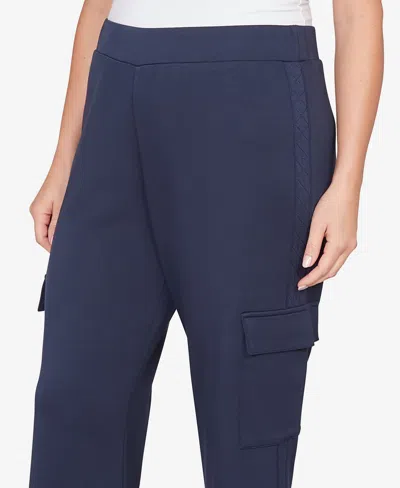 Ruby Rd. Plus Size Luxe Knit Cargo Ankle Pants In Blue