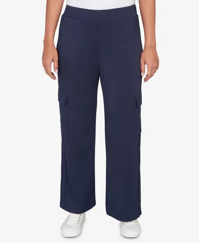 Ruby Rd. Petite Luxe Knit Cargo Ankle Pant In Blue