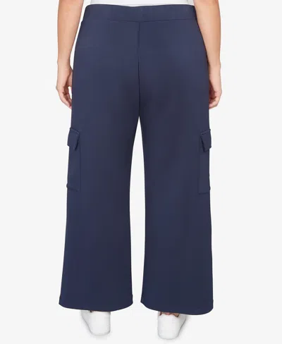 Ruby Rd. Plus Size Luxe Knit Cargo Ankle Pants In Blue