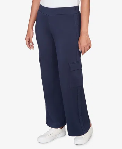 Ruby Rd. Petite Luxe Knit Cargo Ankle Pant In Blue