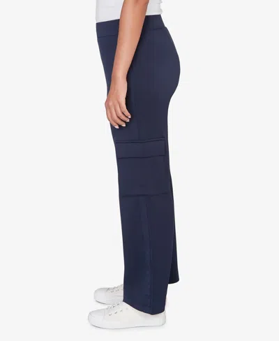 Ruby Rd. Petite Luxe Knit Cargo Ankle Pant In Blue