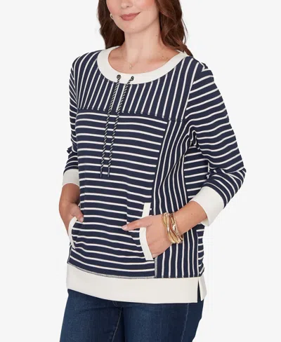 Ruby Rd. Petite Striped Popover Pocket Top In Multi
